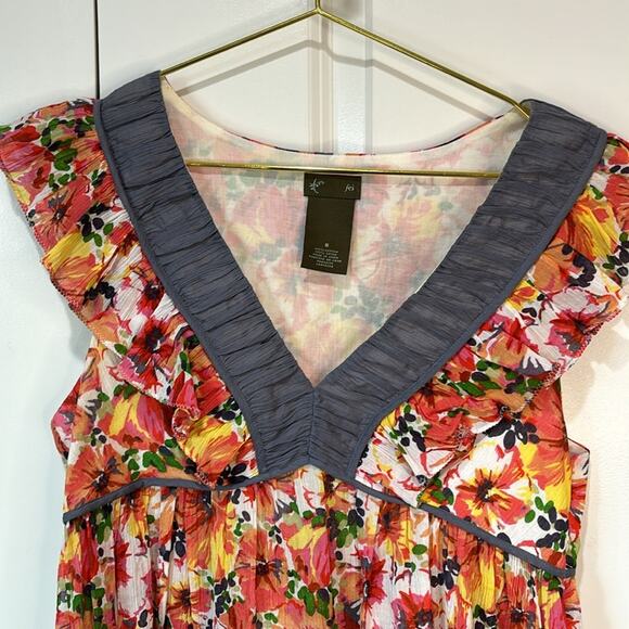 Anthropologie fei Wildflower Walk Flouncy Sleeveless Top Size 8 - Picture 2 of 6